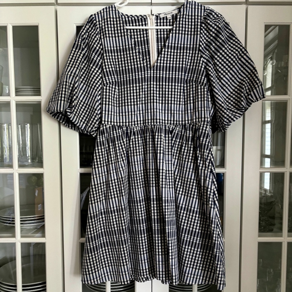 MADEWELL navy plaid aline mini dress